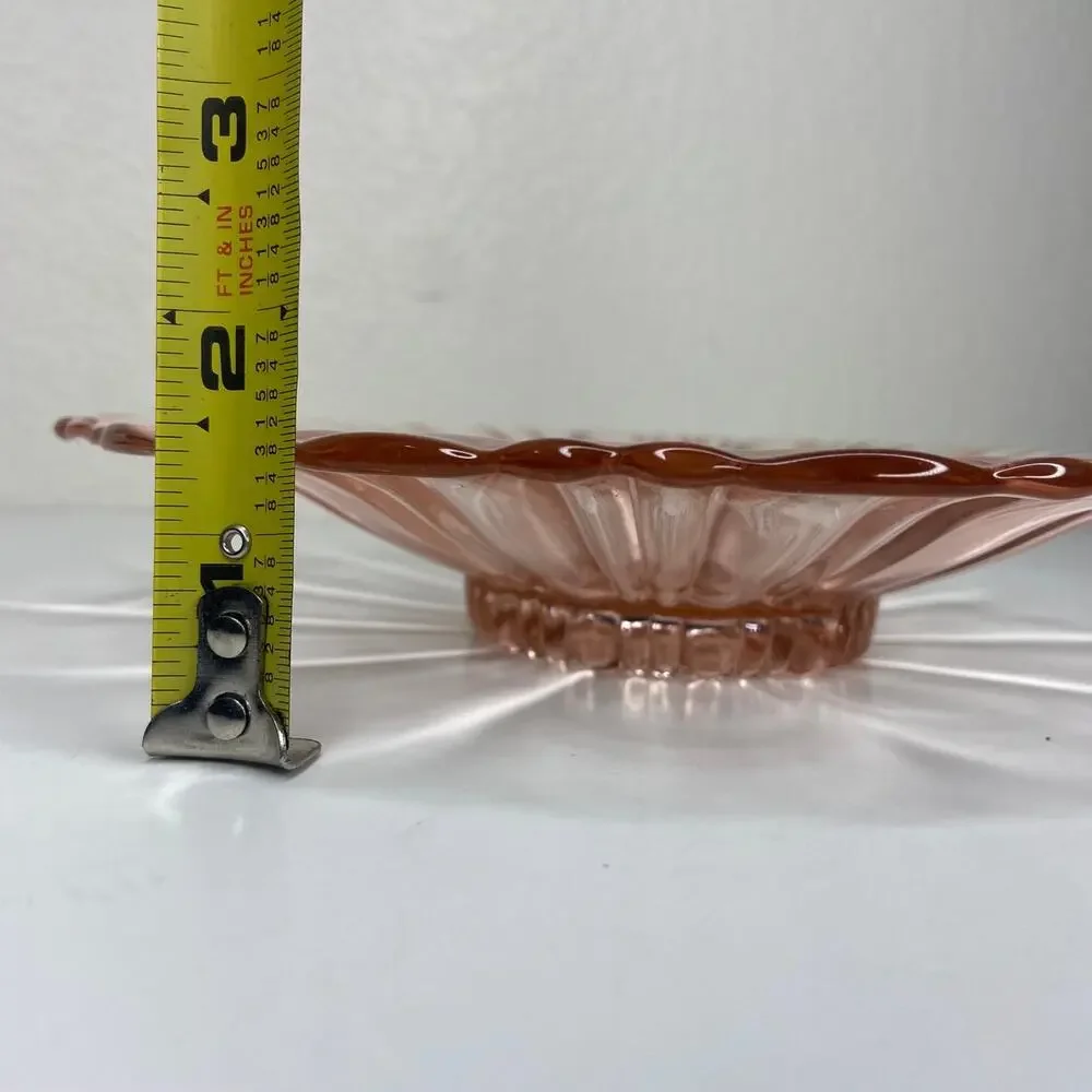 Vintage Circle Shaped Pink Depression Era Glass Dish